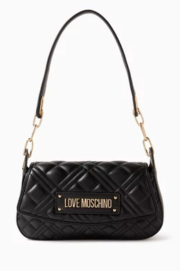 Buy Love Moschino Black Small Quilted Shoulder Bag in Faux Leather For Women Online Ounass Oman