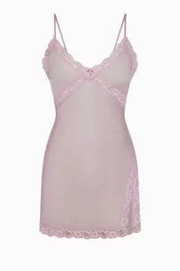 Romance Lace Slip Mini Dress in Silk