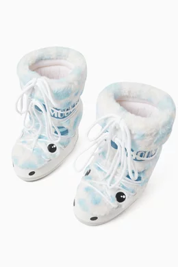Buy Moon Boot White Icon Junior Yeti Boots in Faux Fur For Girls