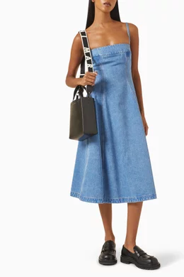 white christmas dresses Marni Denim Midi Balloon Dress in Blue/Black – Hampden Clothing main image 1