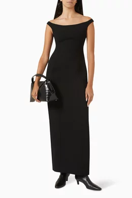 toteme off shoulder dress TOTEME - Off-Shoulder Rib Knit Dress Black - XS