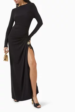 Buy Asta Resort Black Tina Brooch Maxi Dress in Jersey For Women Online |  Ounass Oman