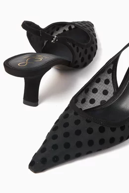 Buy Sam Edelman Black Bianka 60 Slingback Pumps in Polka dot Mesh For Women Online Ounass Oman