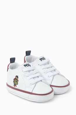 Buy Polo Ralph Lauren White Quilton Polo Bear Sneakers in Faux Leather For Kids Online Ounass Oman