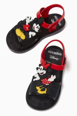 Buy Mini Melissa Black Mickey Minnie Mouse Sandals in Melflex PVC For Kids Online Ounass Oman
