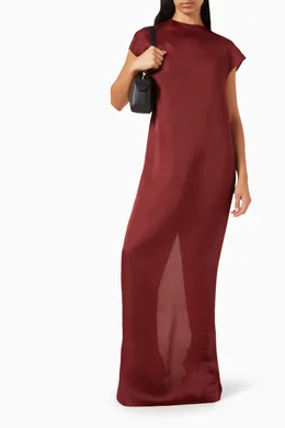 Buy Khaite Red Lohan Cap-sleeve Maxi Dress in Silk For Women Online |  Ounass Oman