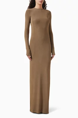 saint laurent jersey maxi dress Saint Laurent Ruched Jersey Voile Maxi Dress - Yellow