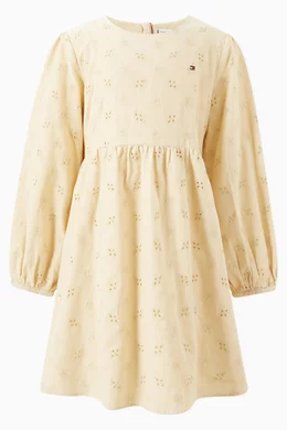 Buy Tommy Hilfiger Neutral Embroidered Dress in Corduroy For Girls Online |  Ounass Oman