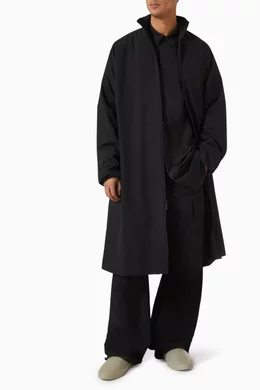 Buy Fear of God Essentials Black Field Trench Coat in Bonded Nylon