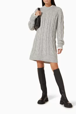 michael kors grey sweater dress Michael Kors Grey Sweater Dress W/ Zippered Sleeves Size Medium