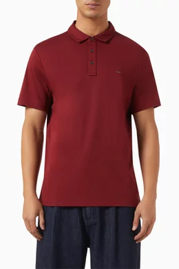 Buy Michael Kors Red Sleek Embroidered Logo Polo Shirt in Cotton