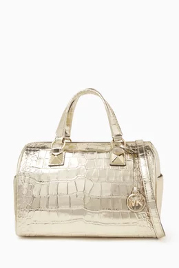 Buy Michael Kors Gold Medium Grayson Duffel Bag in Metallic Croc embossed Leather For Women Online Ounass Oman