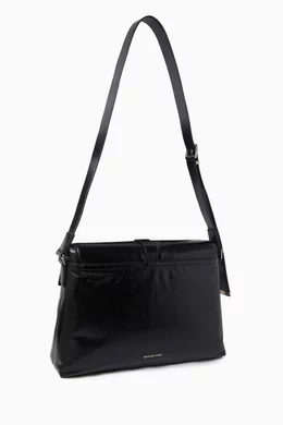 Buy Michael Kors Black Darrington Messenger Bag in Crackled  display picture 1