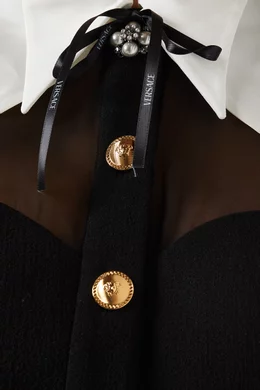 alc gold dress VERSACE Size L Black Gold Beaded Floral Cotton Button Up Long Sleeve S –  Sui Generis Designer Consignment main image 0