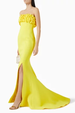 knee length dresses for ladies Yellow and Blue Sequin-Print Long Mermaid Prom Dress Yellow/Blue / 0 main image 1