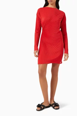 Buy KENZO Red Sun-ray Pleated Mini Dress For Women Online | Ounass Oman