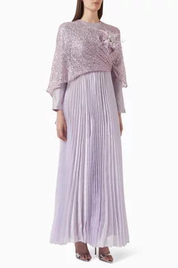 strapless open back dress Veronica Beard Nelly Pleated Maxi Dress in Dove Multi main image 0