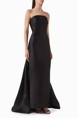 Buy Solace London Black Imani Strapless Gown in Twill For Women Online |  Ounass Oman