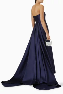 Buy Solace London Blue Imani Strapless Gown in Twill For Women Online |  Ounass Oman