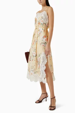 Buy Zimmermann Yellow Everley Lace-trim Slip Dress in Linen For Women  Online | Ounass Oman