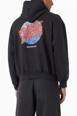 Buy Balenciaga Black Planet Earth Zip-up Hoodie in Archetype