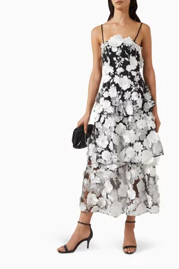 elliatt selene maxi dress Elliatt Selene Strapless 3D Floral Lace Tiered Maxi Dress