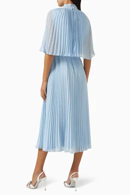 sachin and babi light blue dress RENT Self Portrait Blue Chiffon Midi Dress (RRP £350) main image 0
