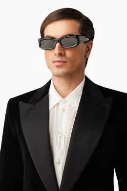 Buy Port Tanger Black Saudade II Rectangle Sunglasses in Acetate