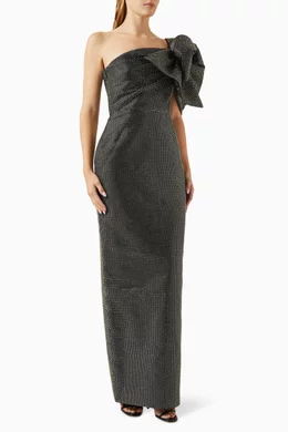 Buy Solace London Black Candi Crystal-embellished Gown For