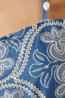 sachin and babi light blue dress Waimari L115603 Womens Denim Blue Cassandra Embroidered Mini Dress Size XL
