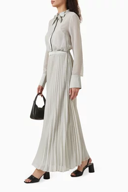 Buy Emporio Armani Grey Pleated Maxi Dress in Georgette For Women Online |  Ounass Oman