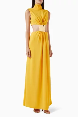 green emerald velvet dress Alexis Gracie Long Dress w/Ruffles in Yellow