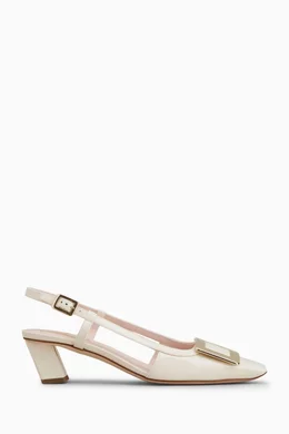 Buy Roger Vivier Neutral Belle Vivier 45 Slingback Pumps in Patent Leather For Women Online Ounass Oman