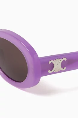 Buy CELINE Purple Triomphe Oval Sunglasses in Acetate For  display picture 2