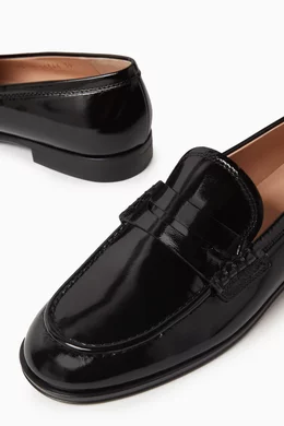 【Gianvito Rossi】 ie Nuit patentレザーローファー Buy Gianvito Rossi Black Georgie Nuit Loafers in Patent