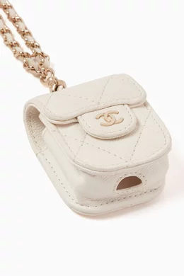 Buy Chanel Pre-Loved White AirPods Case in Quilted Leather