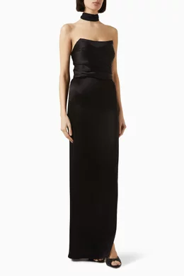Buy Alice + Olivia Black Carlea Scarf Slit Maxi Dress in Satin For Women  Online | Ounass Oman