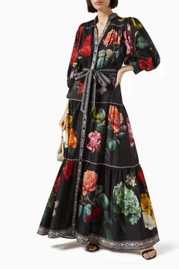 cora maxi shirt dress Alice + Olivia Cora Tiered Shirt Dress