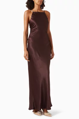 chinese dress ladies La Lune One Shoulder Cowl Back Maxi Dress