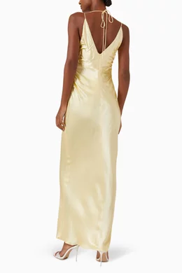 silk cowl-neck backless maxi dress Shona Joy - La Lune One Shoulder Cowl Back Maxi Dress - Cream main image 1