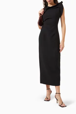 Buy Acler Black Warfield Midi Dress in Bonded Crepe For Women Online |  Ounass Oman