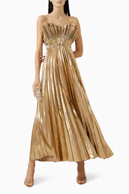 Buy Acler Gold Sanna Maxi Pleated Dress For Women Online | Ounass Oman