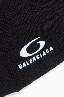 Buy Balenciaga Black Loop Sports Icon Beanie in Stretch Rib Knit