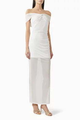 slim fit dress slacks Ella Chua Off Shoulder Midi Dress with Detachable Train – Continuiti