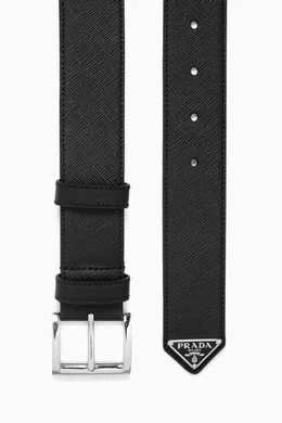 ベルト PRADA BLACK SAFFIANO BELT WITH TRIANGLE LOGO Prada Saffiano Leather Belt | Saks Fifth Avenue