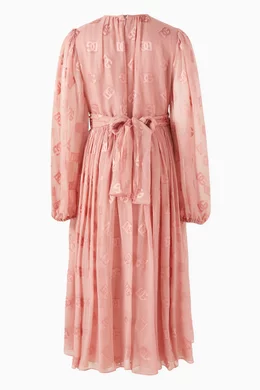 Buy Dolce & Gabbana Pink DG Jacquard Midi Dress in Silk-viscose For Girls  Online | Ounass Oman