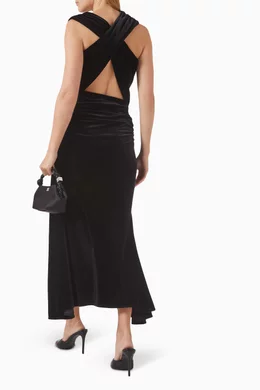 midi dress with tulle skirt Black Velvet & Tulle Tiered Wide Straps Midi Dress