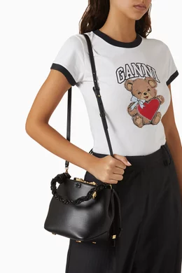 Buy Ganni Black Bou Bucket Bag in Recycled-leather For Women