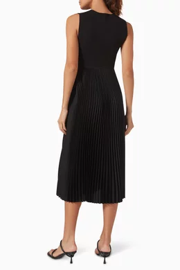 Buy Theory Black Crewneck Pleated Dress in Satin-jersey For Women Online |  Ounass Oman