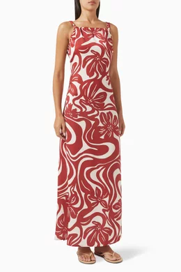 Buy OndadeMar Red Marin Printed Maxi Dress For Women Online | Ounass Oman